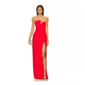 NWOT Amanda Uprichard Strapless Puzzle Evening Gown - Crimson Size S